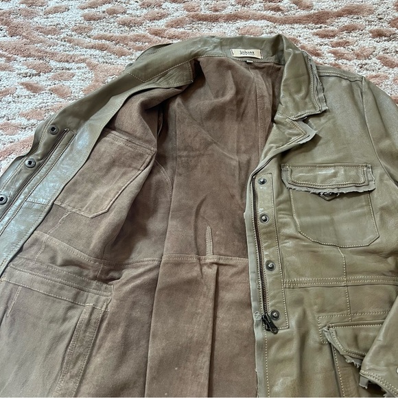 Jakett Meryl Washed Leather Utility Jacket Sage Green Size L - Picture 8 of 10